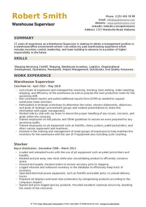 supervisor objective resume|warehouse supervisor objective resume.